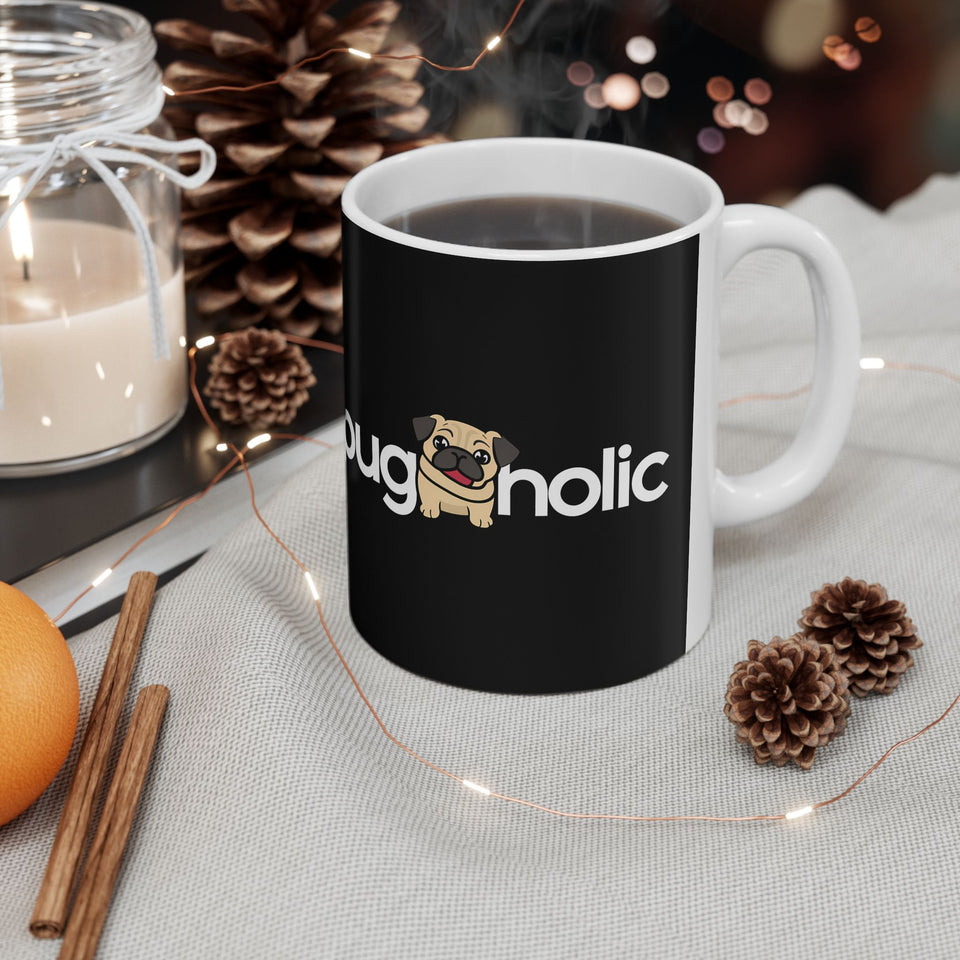 Puggaholic Pug Mug 2 | Pug Coffee Mug | Pug Dog Gifts | Pug Presents | Pug Mug 11oz