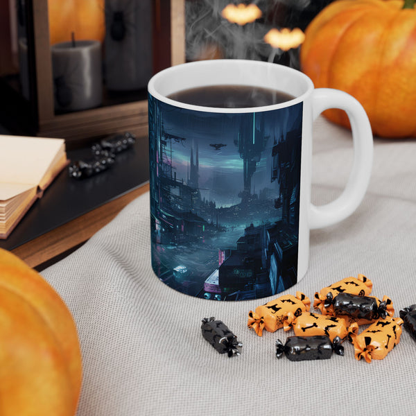 Futuristic Cyberpunk City Ceramic Mug (11oz, 15oz)