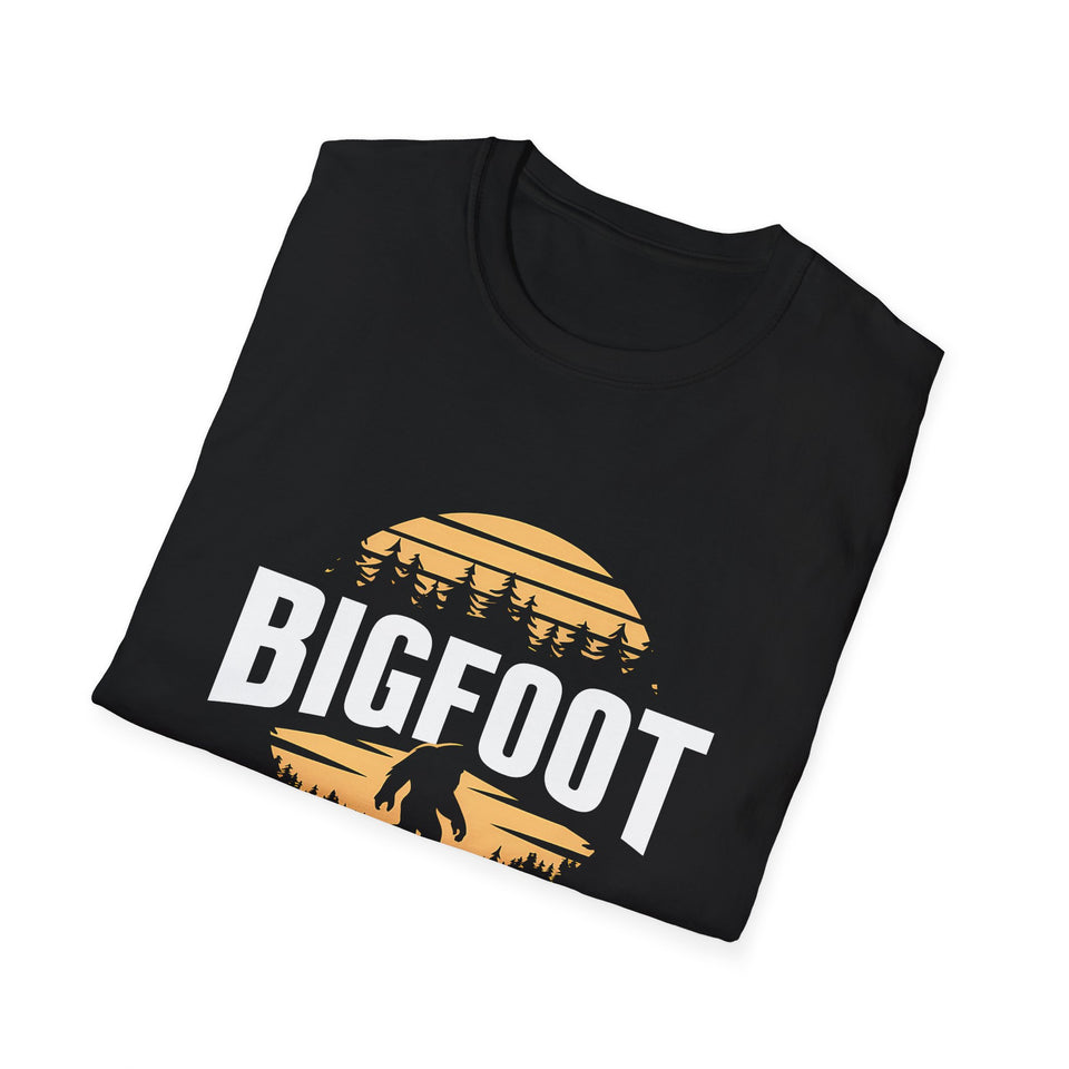 Sasquatch Bigfoot Shirt | Bigfoot T Shirt | Bigfoot In Forest Tee Shirt | Sasquatch Bigfoot Unisex Softstyle T-Shirt