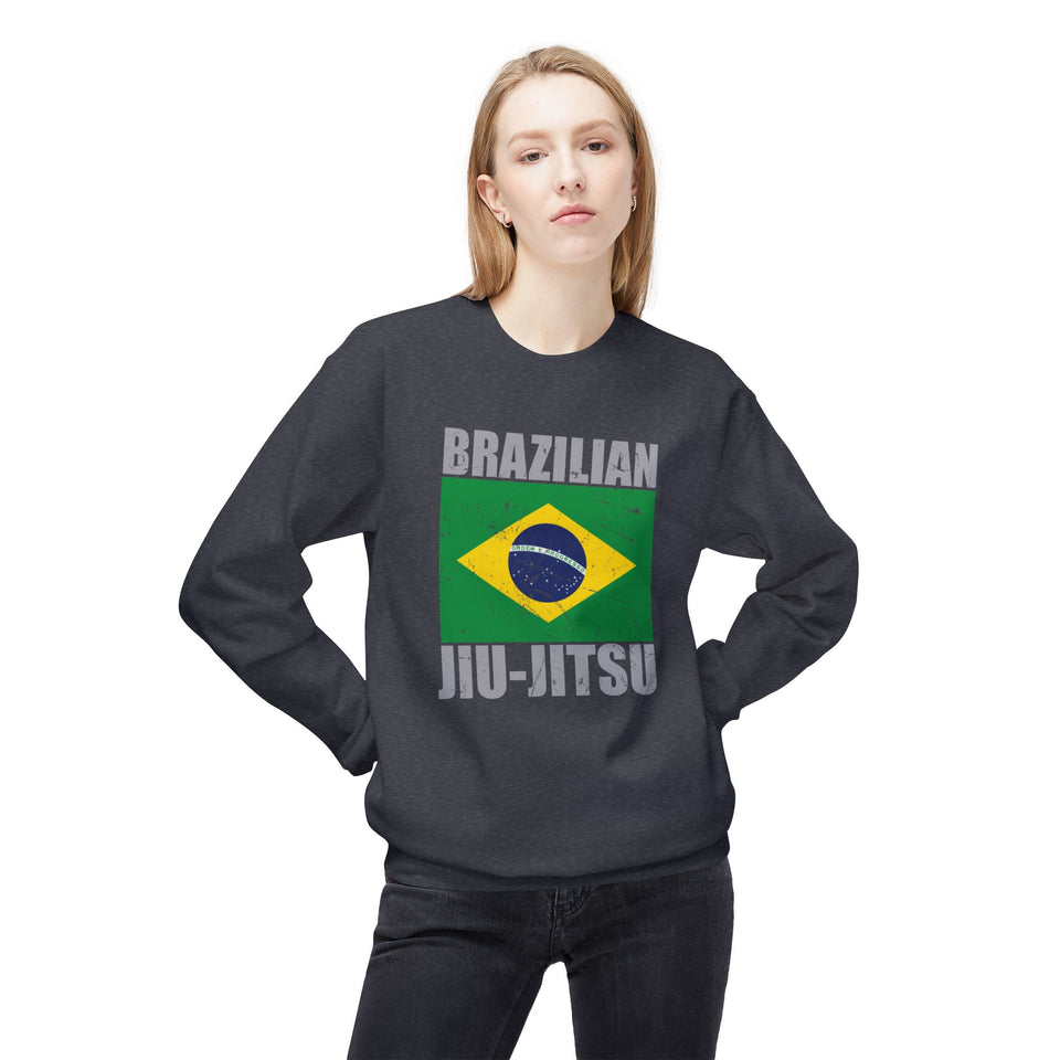 Brazilian Jiu Jitsu Flag 2 BJJ Unisex Midweight Softstyle Fleece Crewneck Sweatshirt