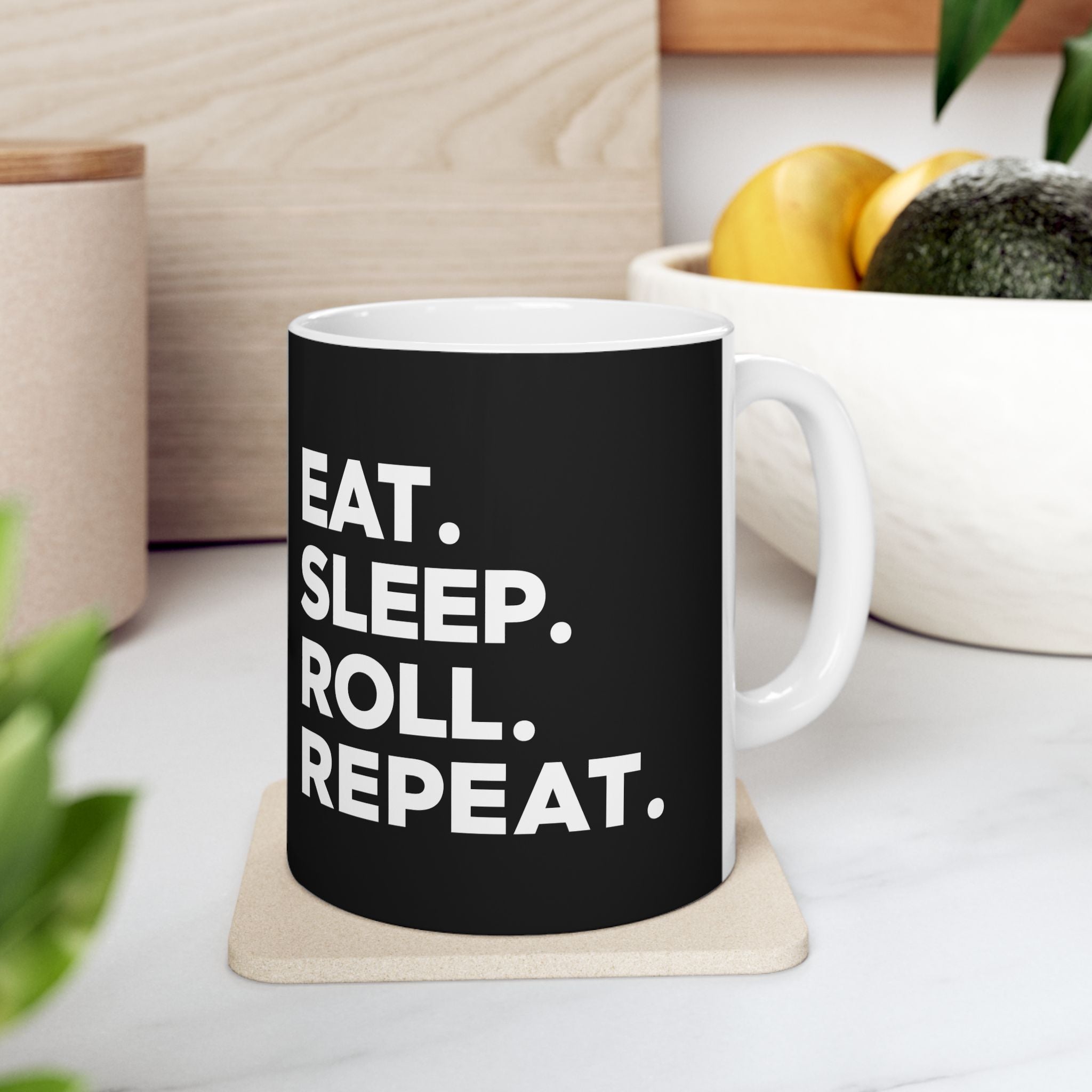 Brazilian Jiu Jitsu Eat Sleep Roll 2 BJJ Ceramic Mug | Brazilian Jiu Jitsu Gifts (11oz) Main image
