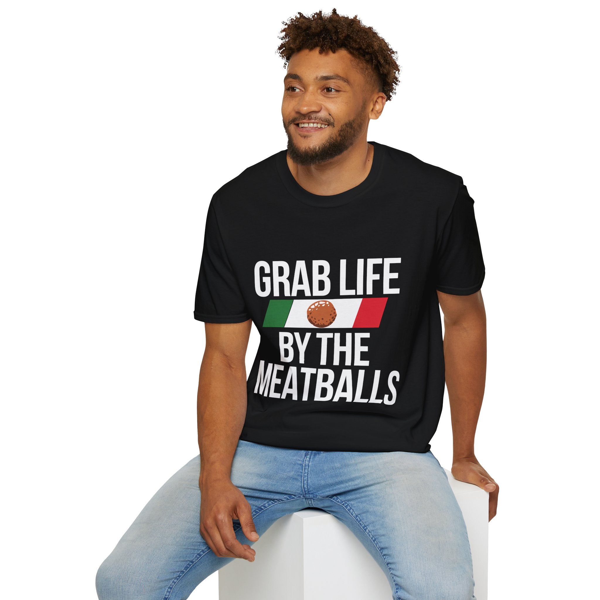 Italian Grab Life By The Meatballs 2 Shirt | Italian American Gift | Italian Merchandise | Italy Gifts Presents Unisex T-Shirt