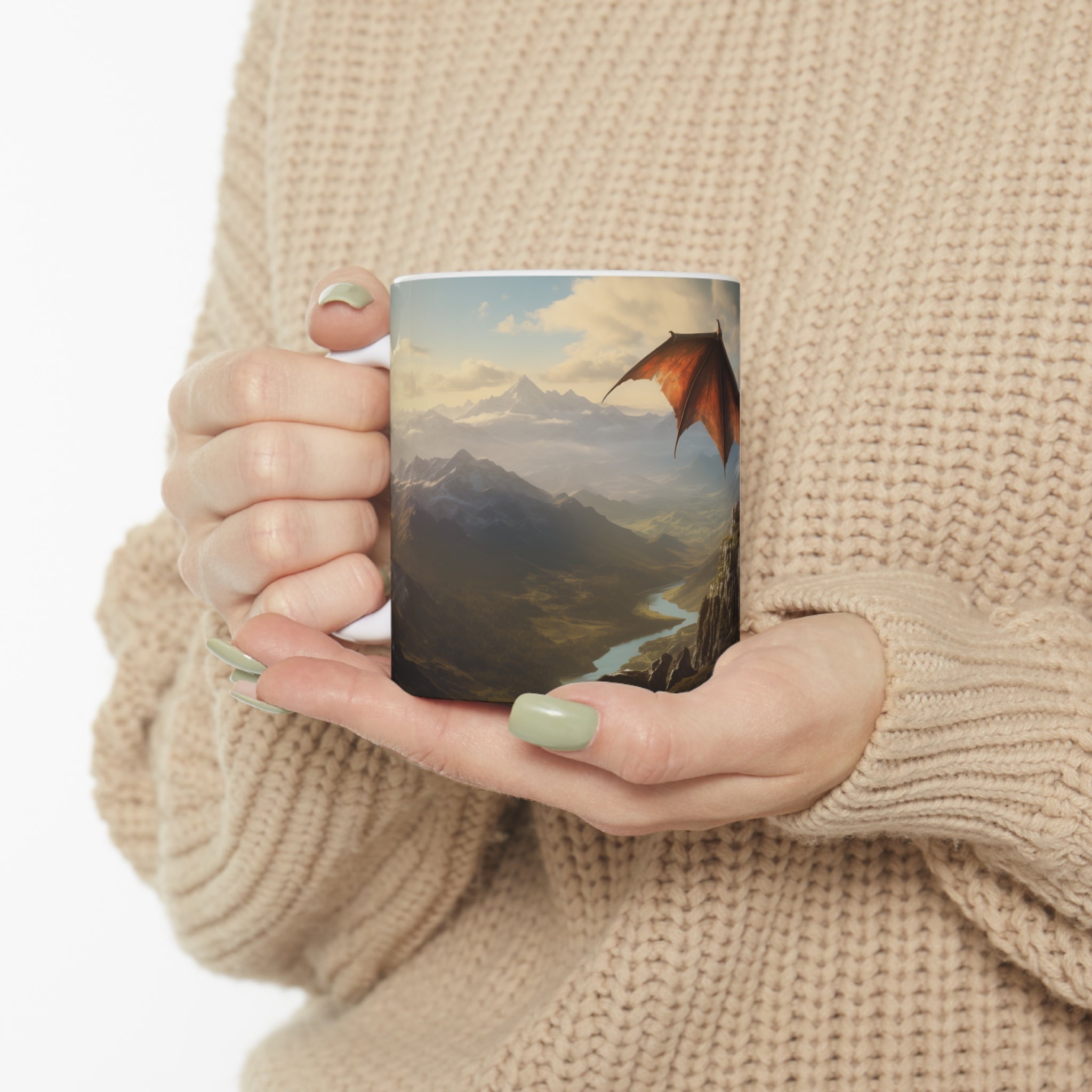 Fantasy Dragon Mug | Fantasy RPG Gift | Dragon Ceramic Mug 11oz