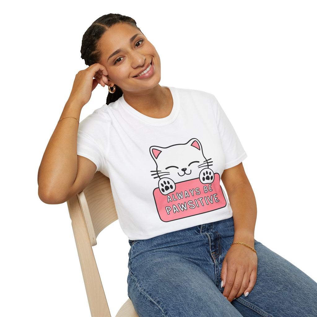 Kawaii Always Be Pawsitive Cat Shirt | Cat Mom Gift | Cat Present | Cat Lover Unisex Softstyle T-Shirt