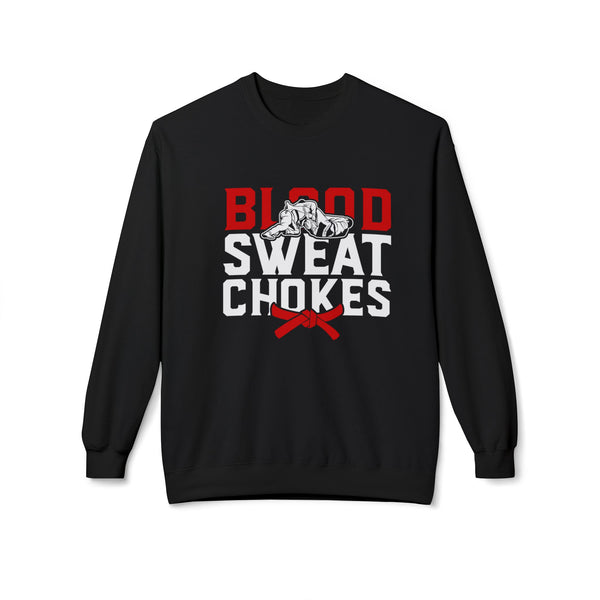 Brazilian Jiu Jitsu Blood Sweat & Chokes BJJ Unisex Midweight Softstyle Fleece Crewneck Sweatshirt