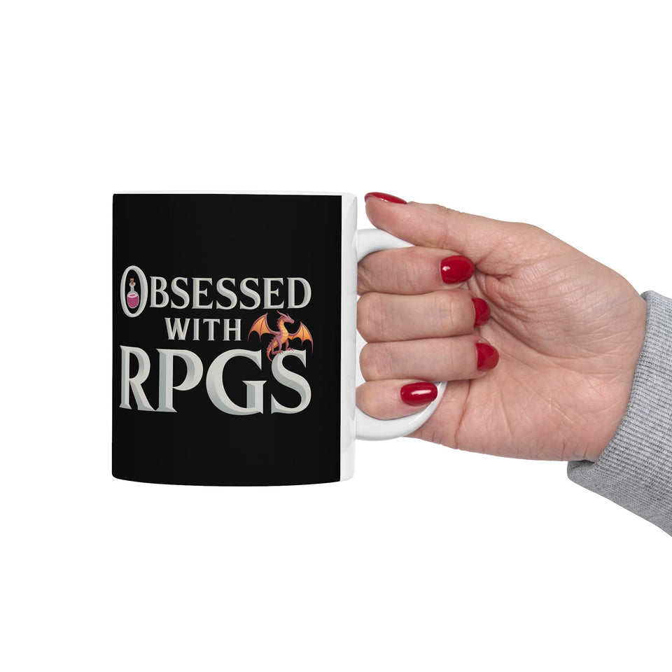 Obsessed With RPGs Ceramic Mug | Role Playing Game Gifts (11oz)