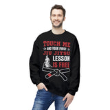 Brazilian Jiu Jitsu Touch Me And The First JJ Lesson Is Free BJJ Unisex Midweight Softstyle Fleece Crewneck Sweatshirt Brazilian Jiu Jitsu Touch Me And The First JJ Lesson Is Free BJJ Unisex Midweight Softstyle Fleece Crewneck Sweatshirt