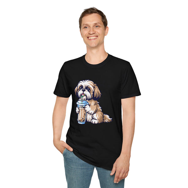 Shih Tzu Drinking Coffee T-Shirt — Cute Dog Coffee Lover Tee