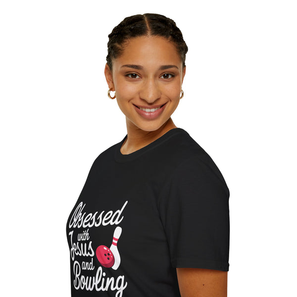 Obsessed With Jesus and Bowling T-Shirt | Christianity Faith In Jesus and Bowling T-Shirt