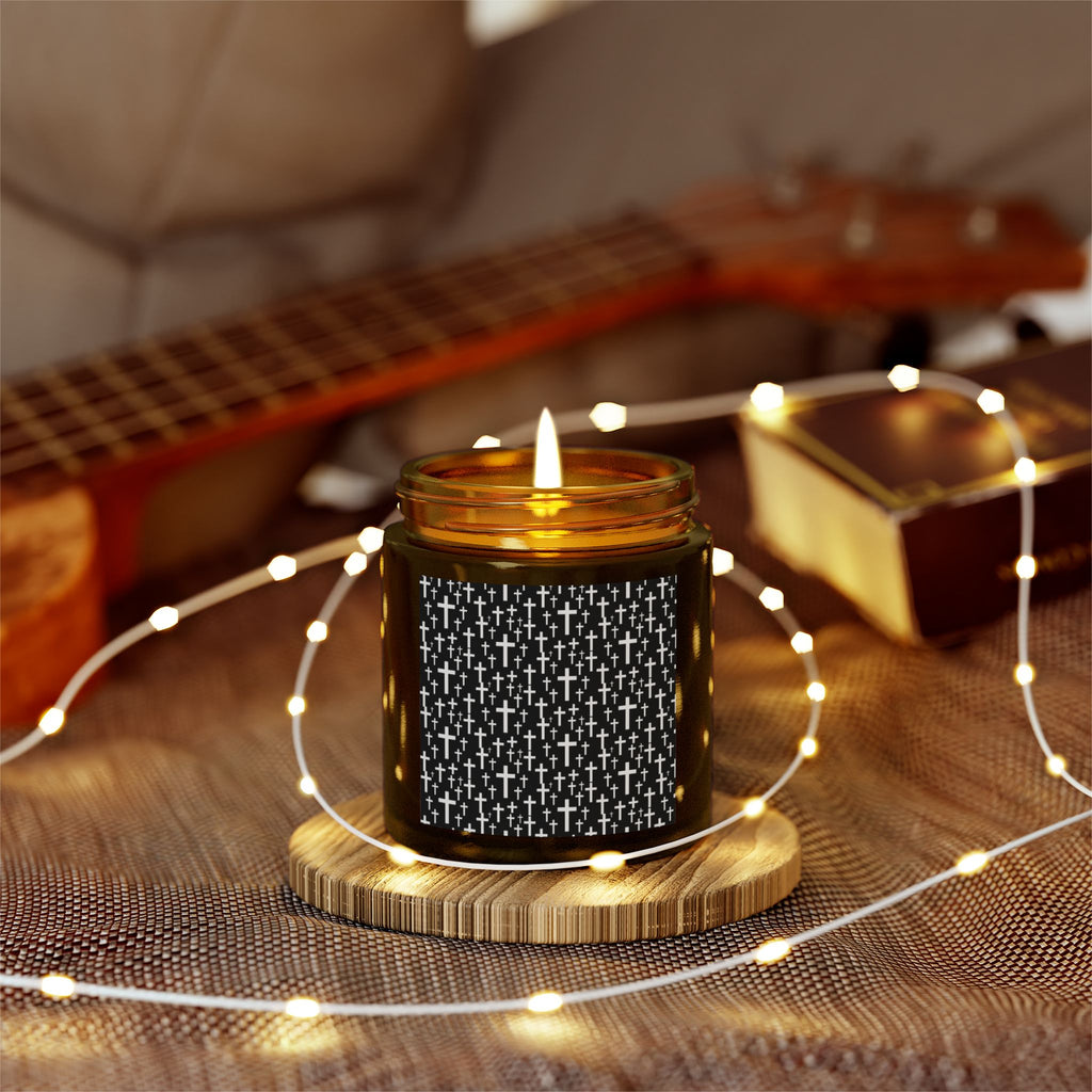 Faith Cross Jesus Scented Candle - Christian Jesus Coconut Apricot Wax Candle (4oz, 9oz)
