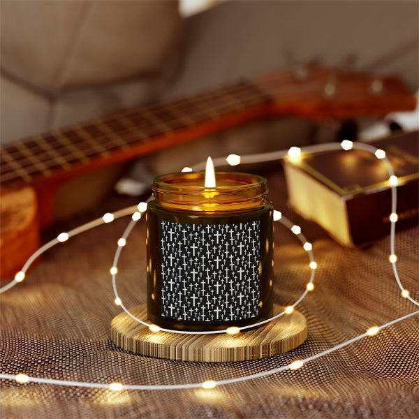 Faith Cross Jesus Scented Candle - Christian Jesus Coconut Apricot Wax Candle (4oz, 9oz)