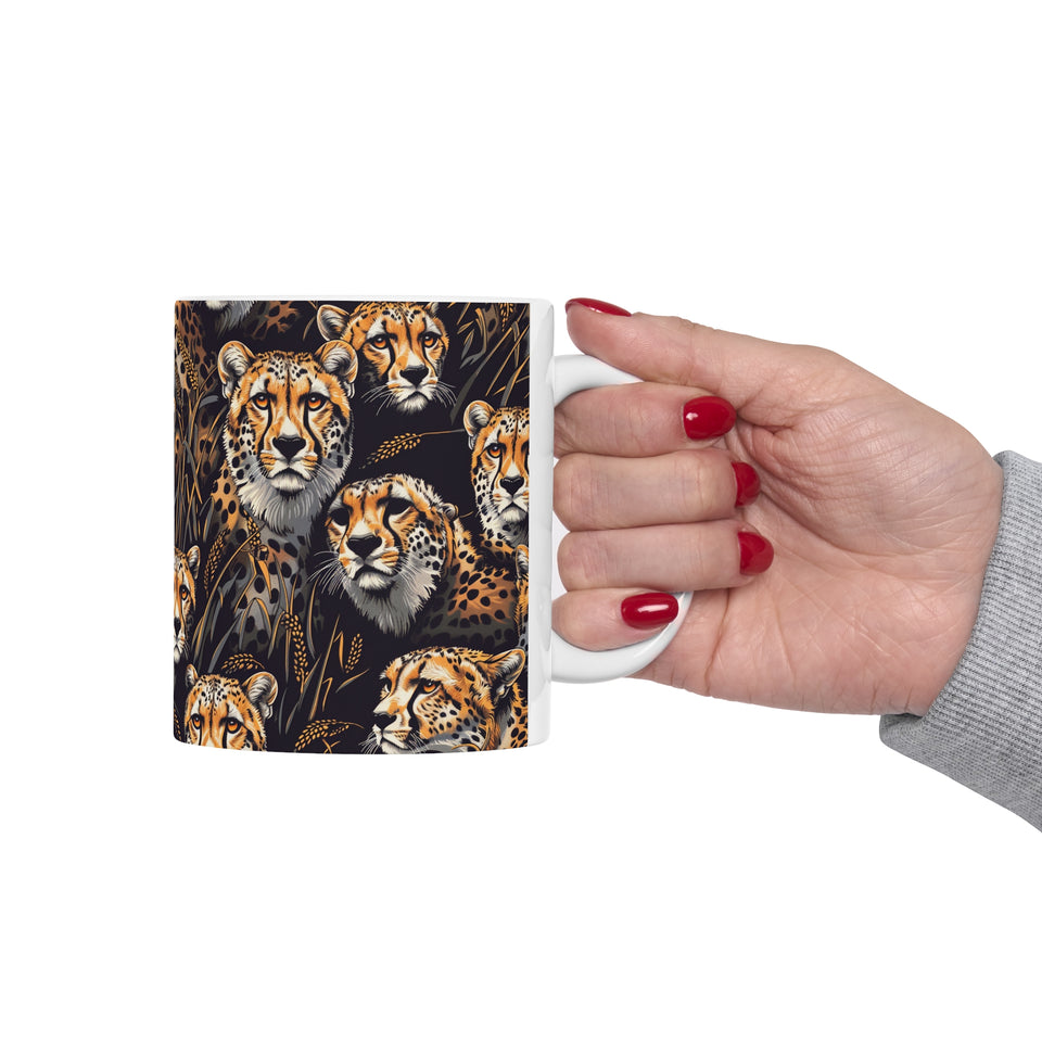 Cheetah Mug | Cheetah Gifts | Cheetah Presents | Group Of Cheetah Ceramic Mug 11oz