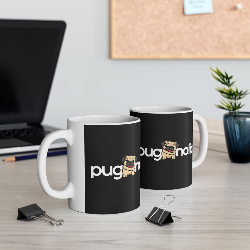 Puggaholic Pug Mug 2 | Pug Coffee Mug | Pug Dog Gifts | Pug Presents | Pug Mug 11oz