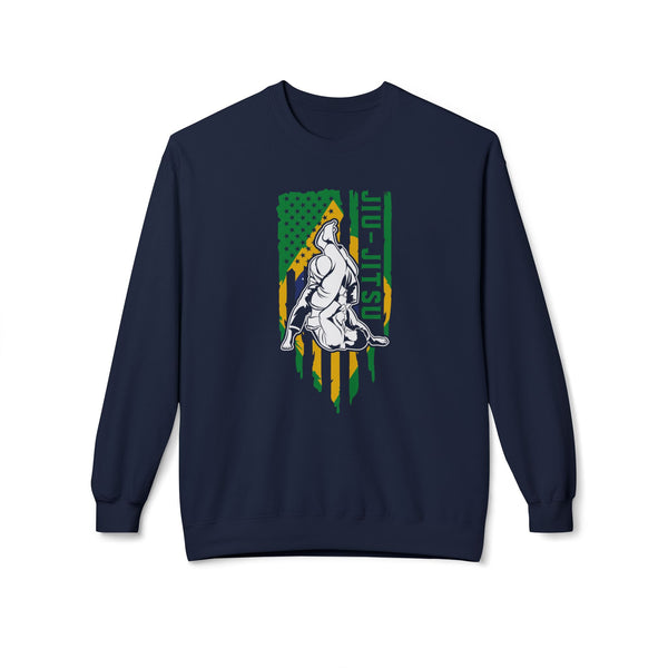 Brazilian Jiu Jitsu Armbar Flag BJJ Unisex Midweight Softstyle Fleece Crewneck Sweatshirt