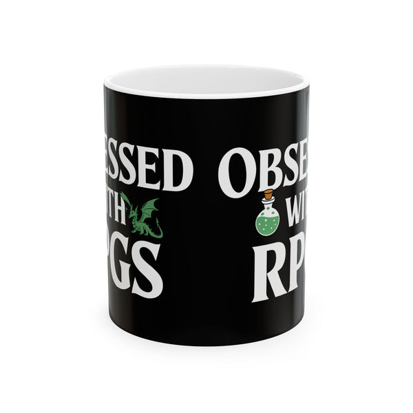 Obsessed With RPGs Ceramic Mug | Fantasy Role Playing Game Gifts (11oz)