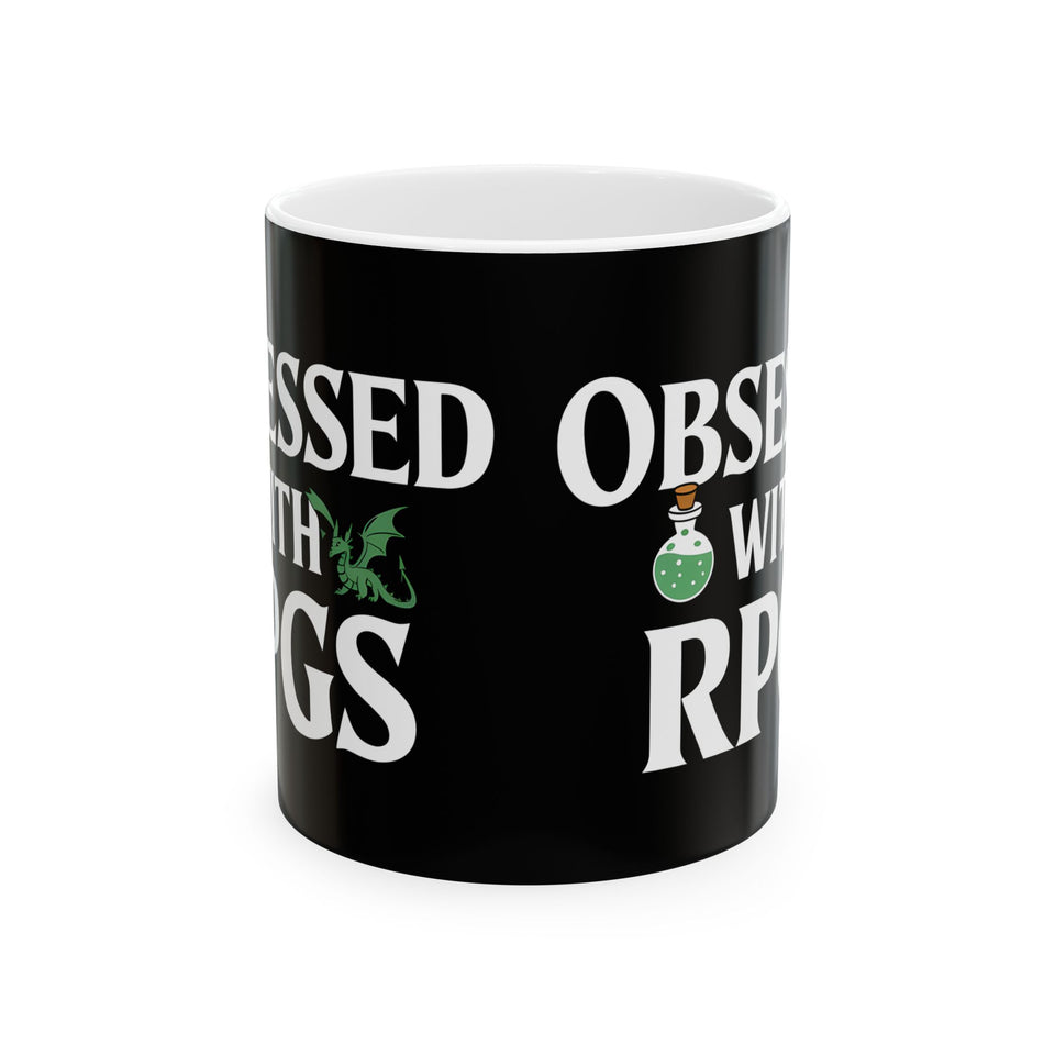 Obsessed With RPGs Ceramic Mug | Fantasy Role Playing Game Gifts (11oz)