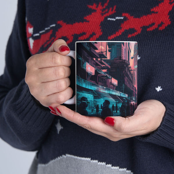 Cyberpunk City Skyline Ceramic Mug (11oz, 15oz)