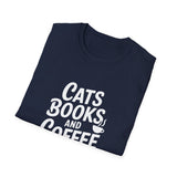 Cats, Books & Coffee T-Shirt — Cozy Reading Tee for Cat Lovers Cats, Books & Coffee T-Shirt — Cozy Reading Tee for Cat Lovers