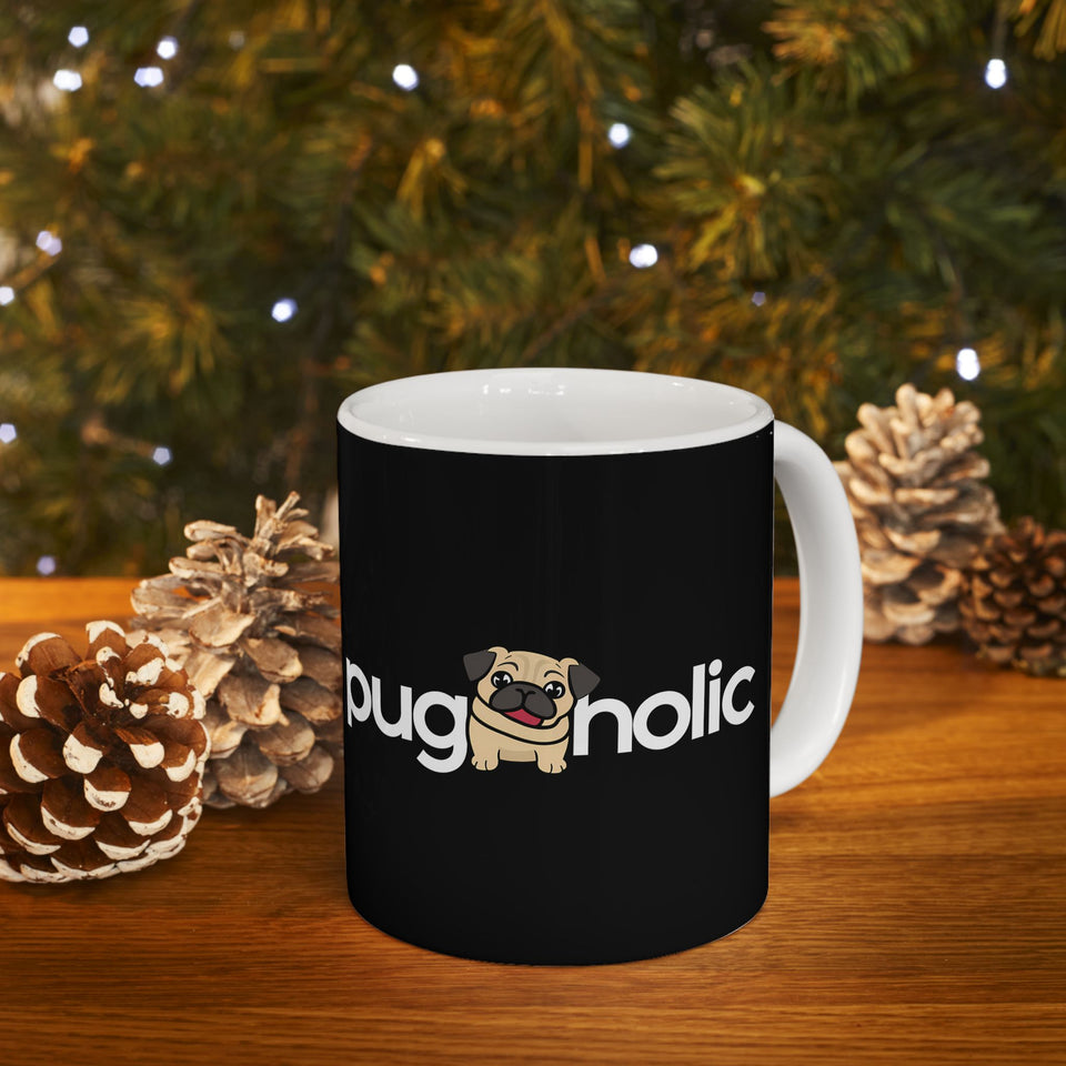 Puggaholic Pug Mug 2 | Pug Coffee Mug | Pug Dog Gifts | Pug Presents | Pug Mug 11oz