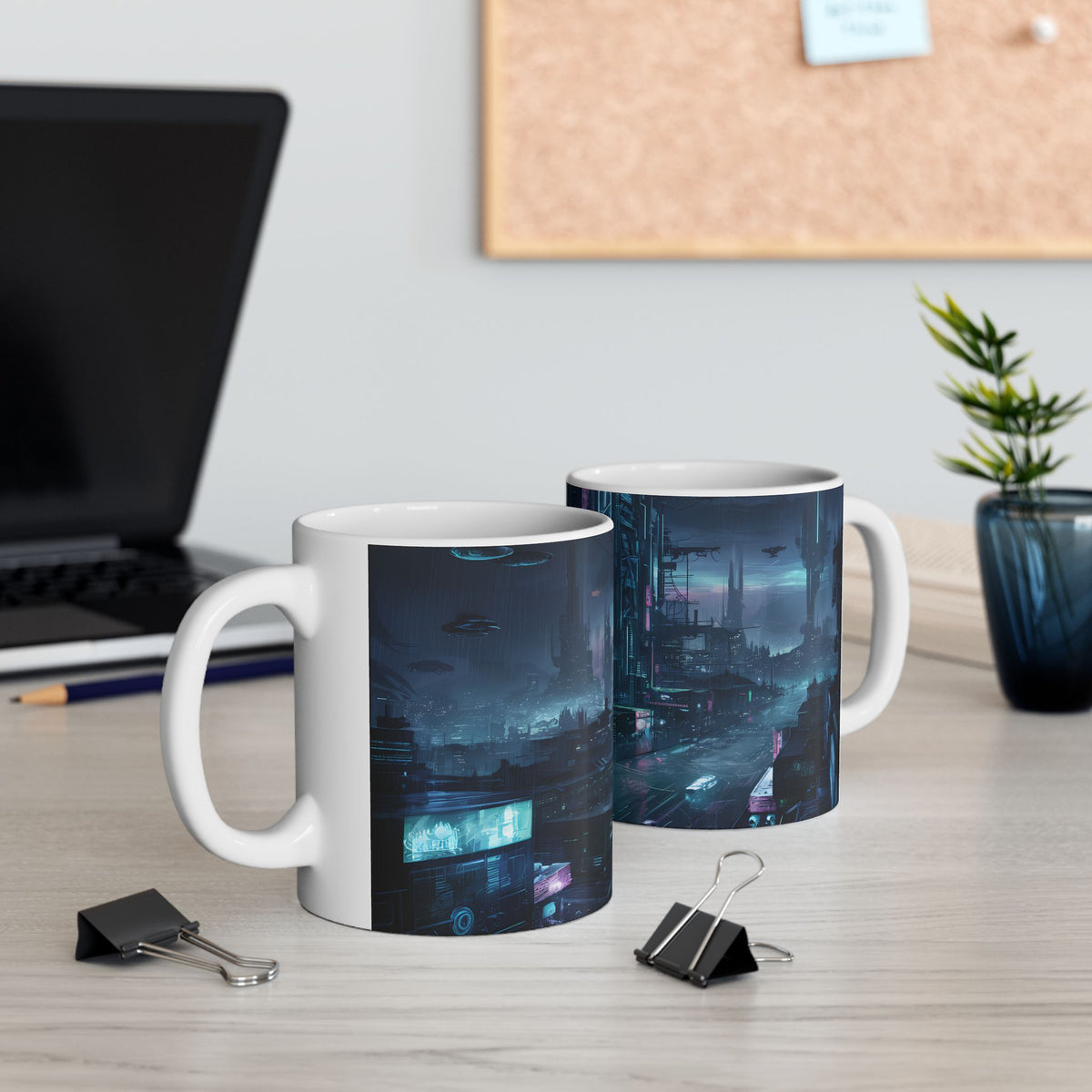 Futuristic Cyberpunk City Ceramic Mug (11oz, 15oz)