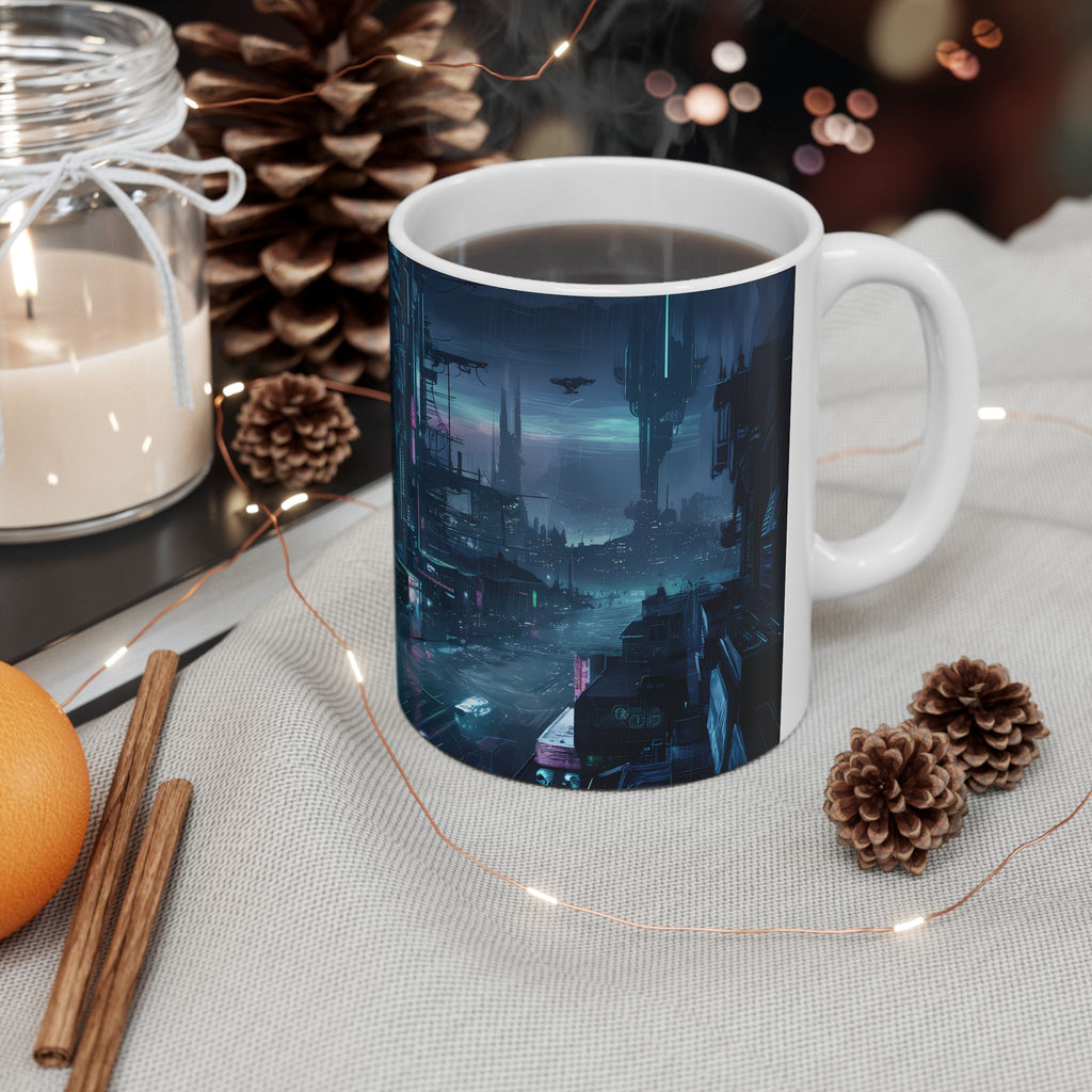 Futuristic Cyberpunk City Ceramic Mug (11oz, 15oz)