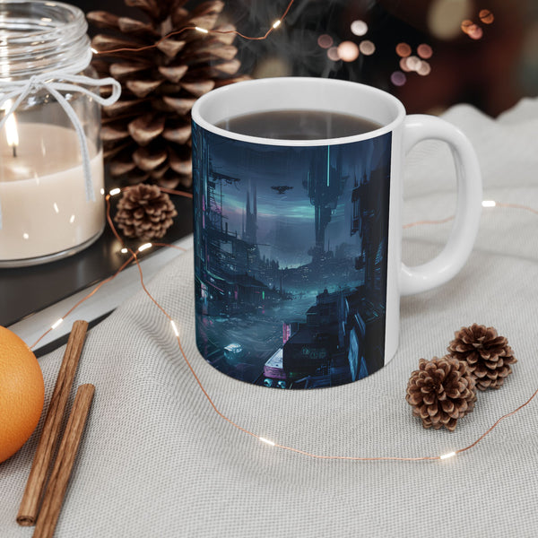 Futuristic Cyberpunk City Ceramic Mug (11oz, 15oz)