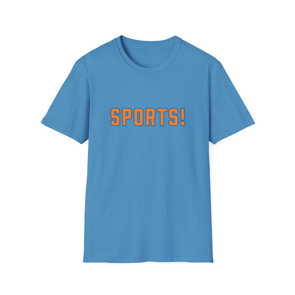 SPORTS! Funny Retro Collegiate T‑Shirt — Bold Orange & Blue Athletic Graphic