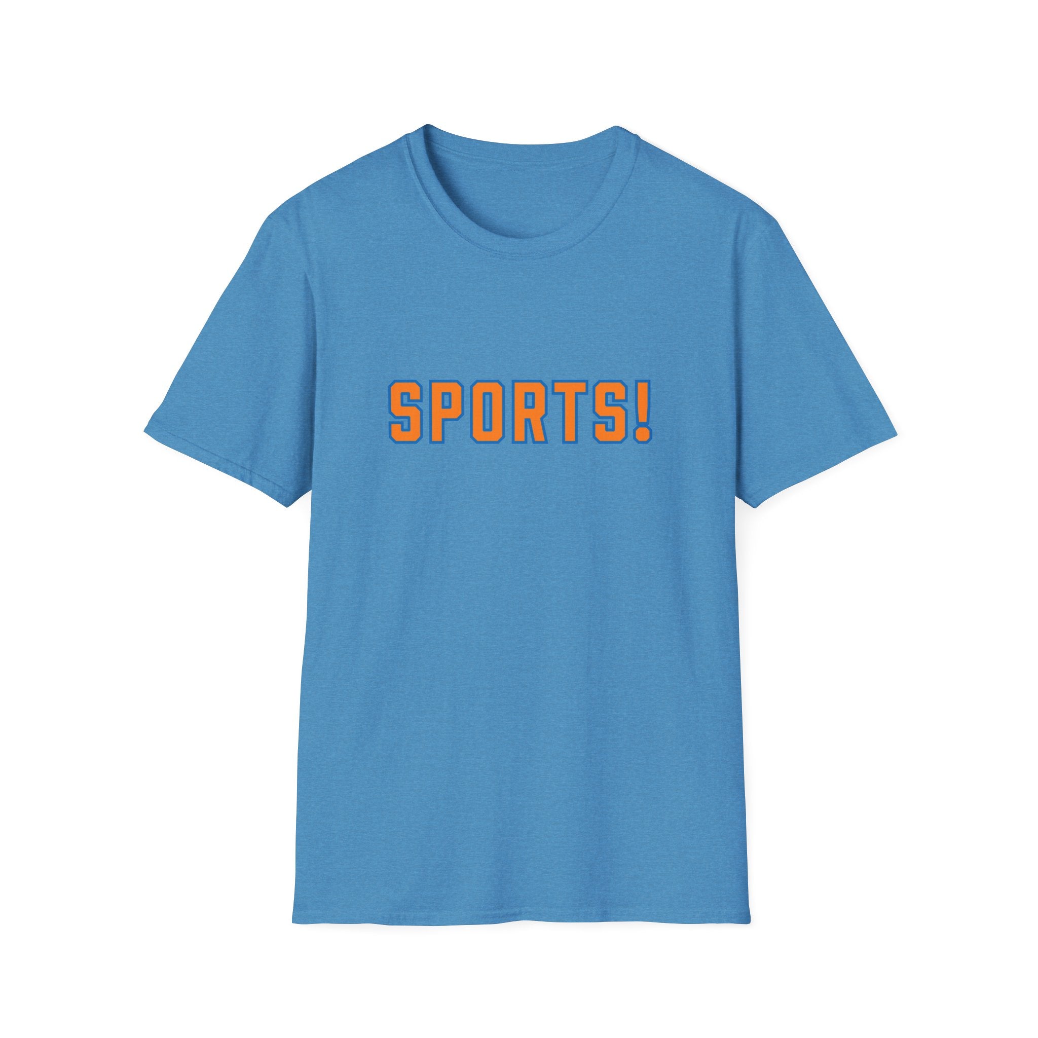 SPORTS! Funny Retro Collegiate T‑Shirt — Bold Orange & Blue Athletic Graphic