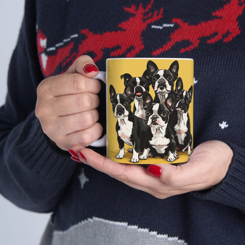 Boston Terrier Mug | Boston Terrier Gifts | Boston Terrier Presents | Group of Boston Terrier Ceramic Mug 11oz