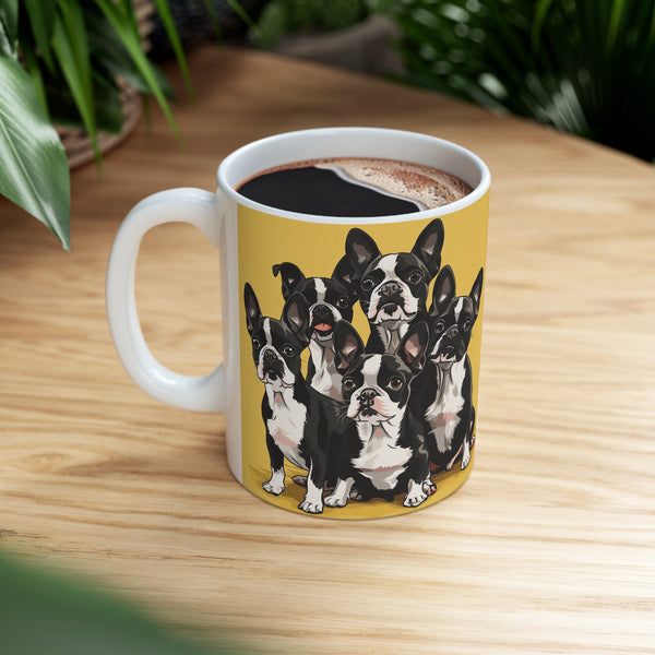 Boston Terrier Mug | Boston Terrier Gifts | Boston Terrier Presents | Group of Boston Terrier Ceramic Mug 11oz