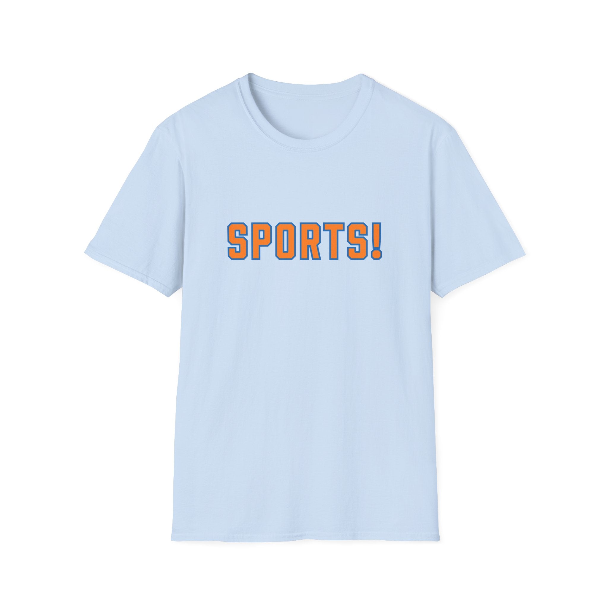 SPORTS! Funny Retro Collegiate T‑Shirt — Bold Orange & Blue Athletic Graphic