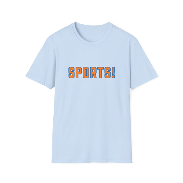 SPORTS! Funny Retro Collegiate T‑Shirt — Bold Orange & Blue Athletic Graphic