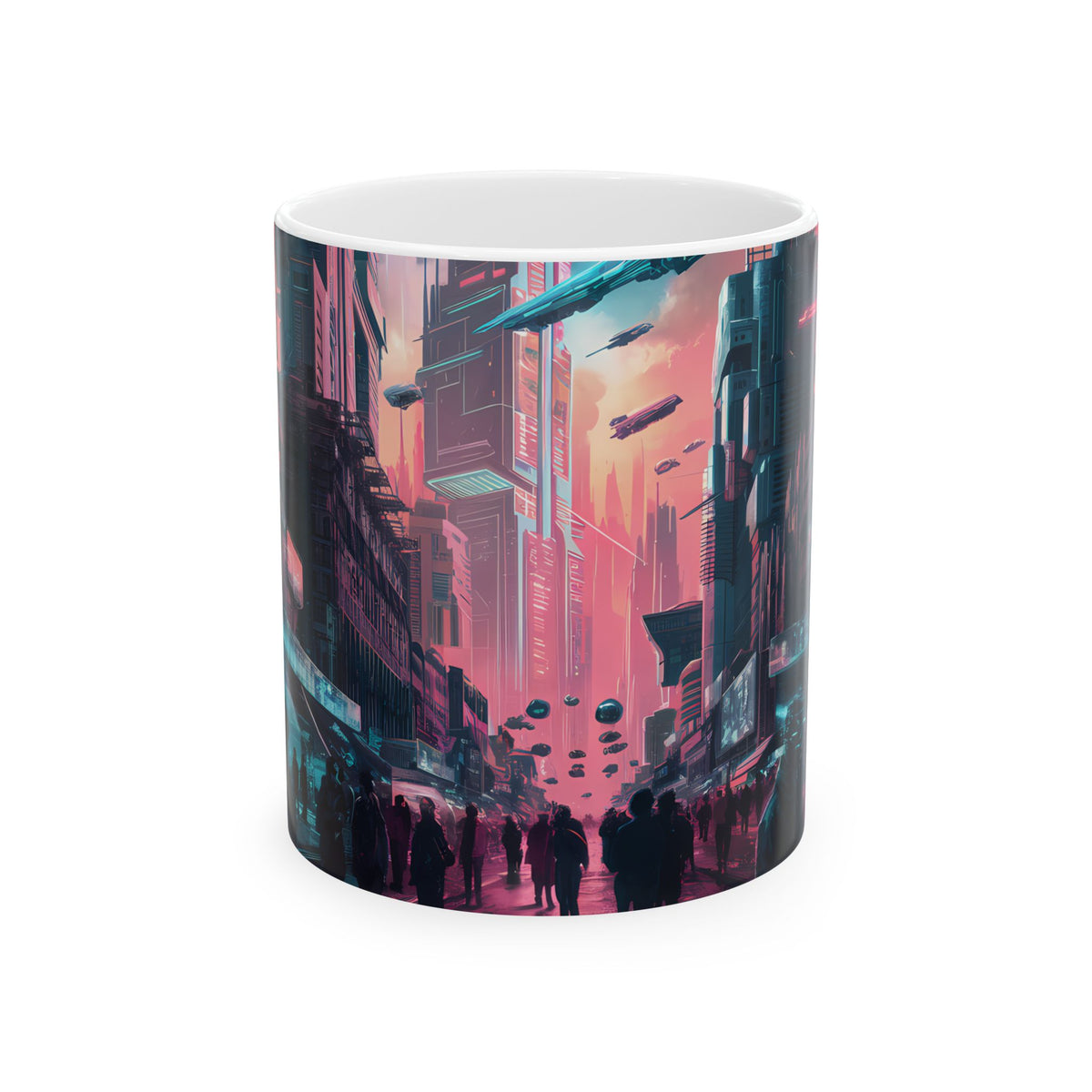 Cyberpunk City Skyline Ceramic Mug (11oz, 15oz)