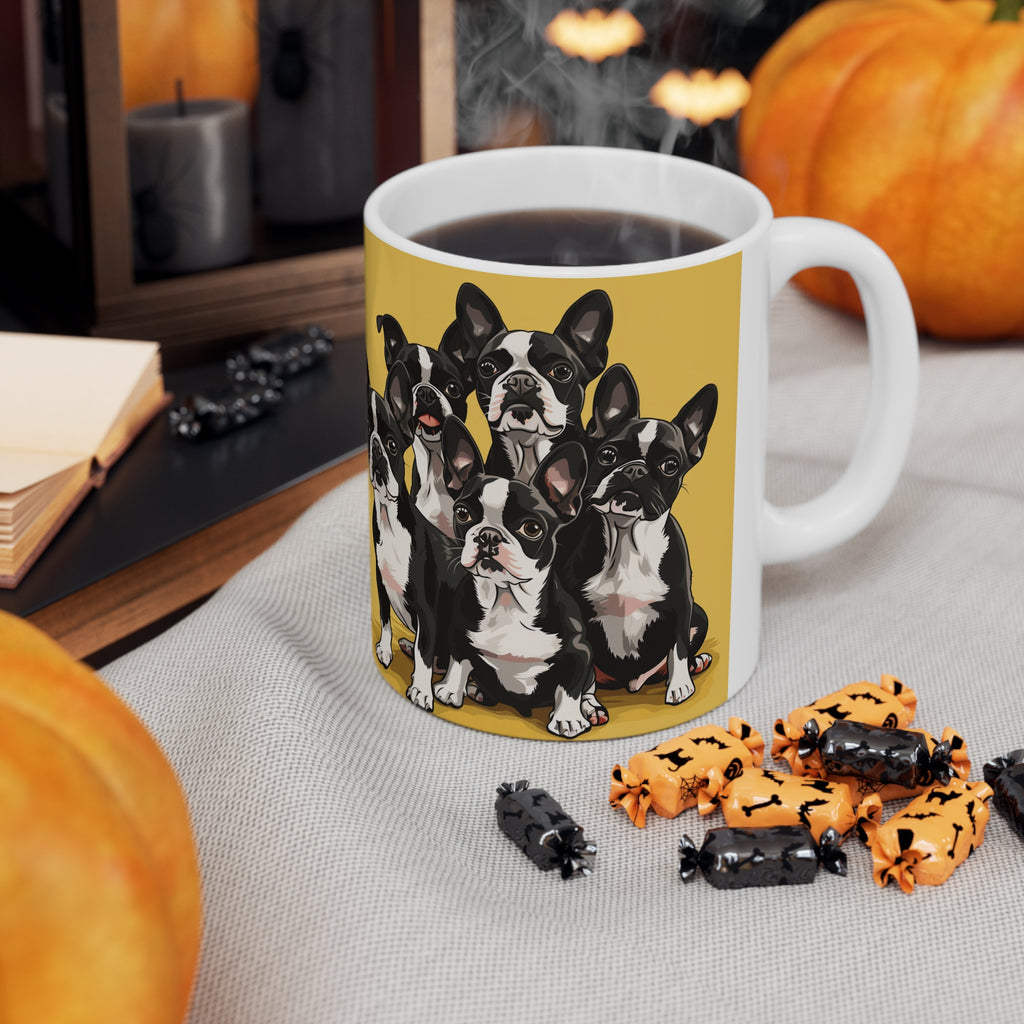 Boston Terrier Mug | Boston Terrier Gifts | Boston Terrier Presents | Group of Boston Terrier Ceramic Mug 11oz