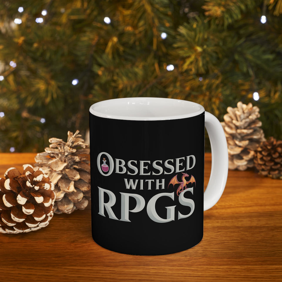 Obsessed With RPGs Ceramic Mug | Role Playing Game Gifts (11oz)