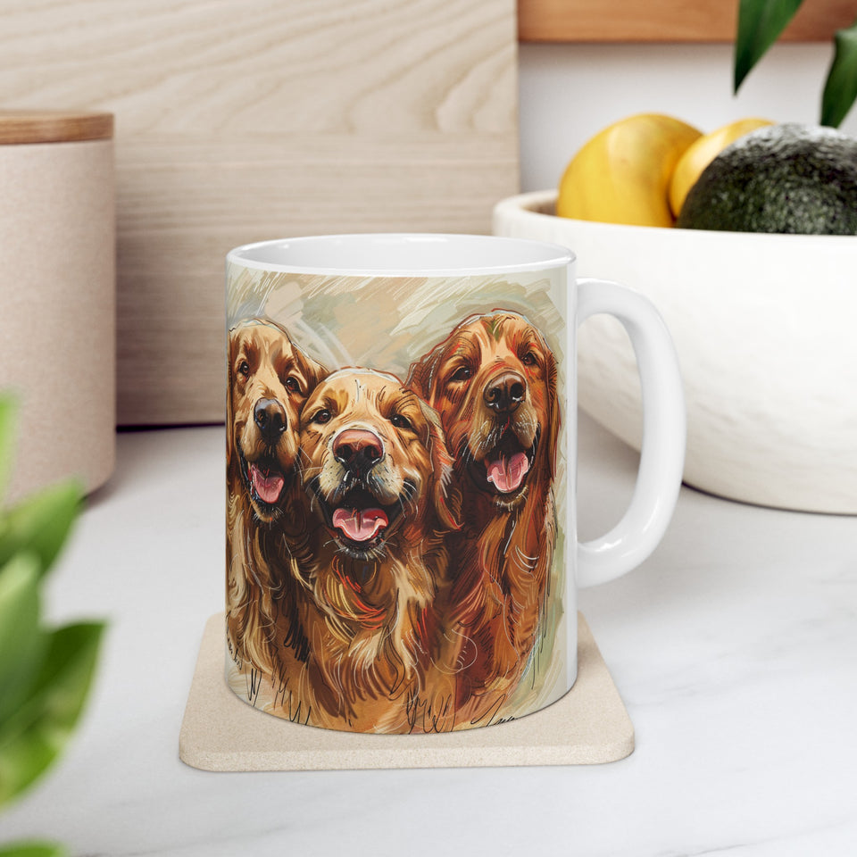 Golden Retriever Mug Group | Golden Retriever Gift | Golden Retriever Coffee Mug | Golden Retriever Presents Mug 11oz