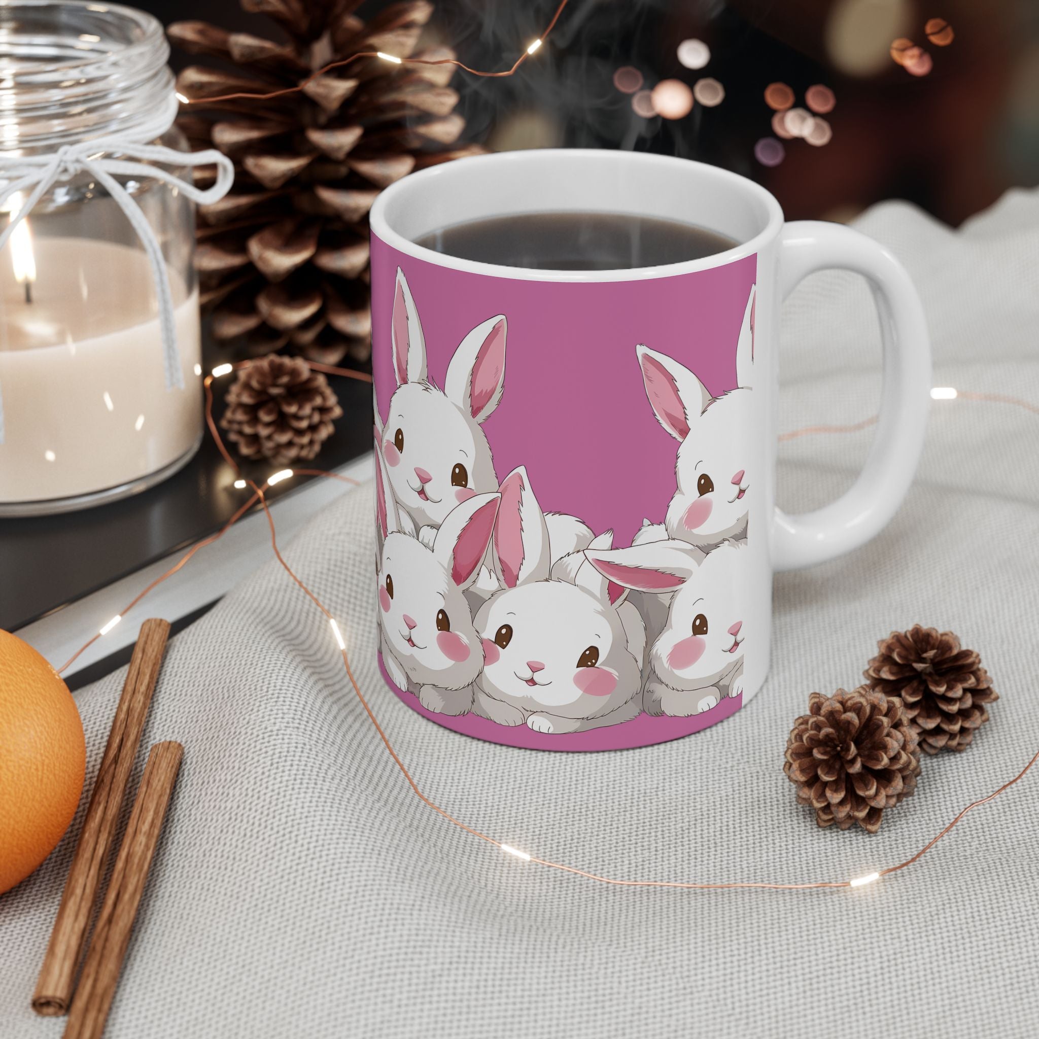 Cute Anime Rabbits - Rabbit Ceramic Mug | Cute Anime Rabbits - Rabbit Gifts (11oz)
