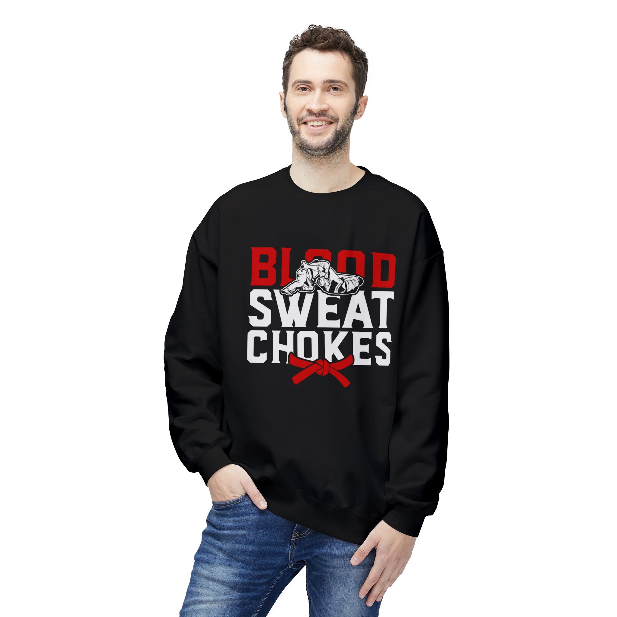 Brazilian Jiu Jitsu Blood Sweat & Chokes BJJ Unisex Midweight Softstyle Fleece Crewneck Sweatshirt Main image
