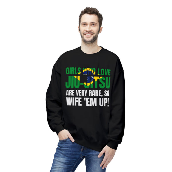 Brazilian Jiu Jitsu Girls Who Love Jiu-Jitsu BJJ Unisex Midweight Softstyle Fleece Crewneck Sweatshirt