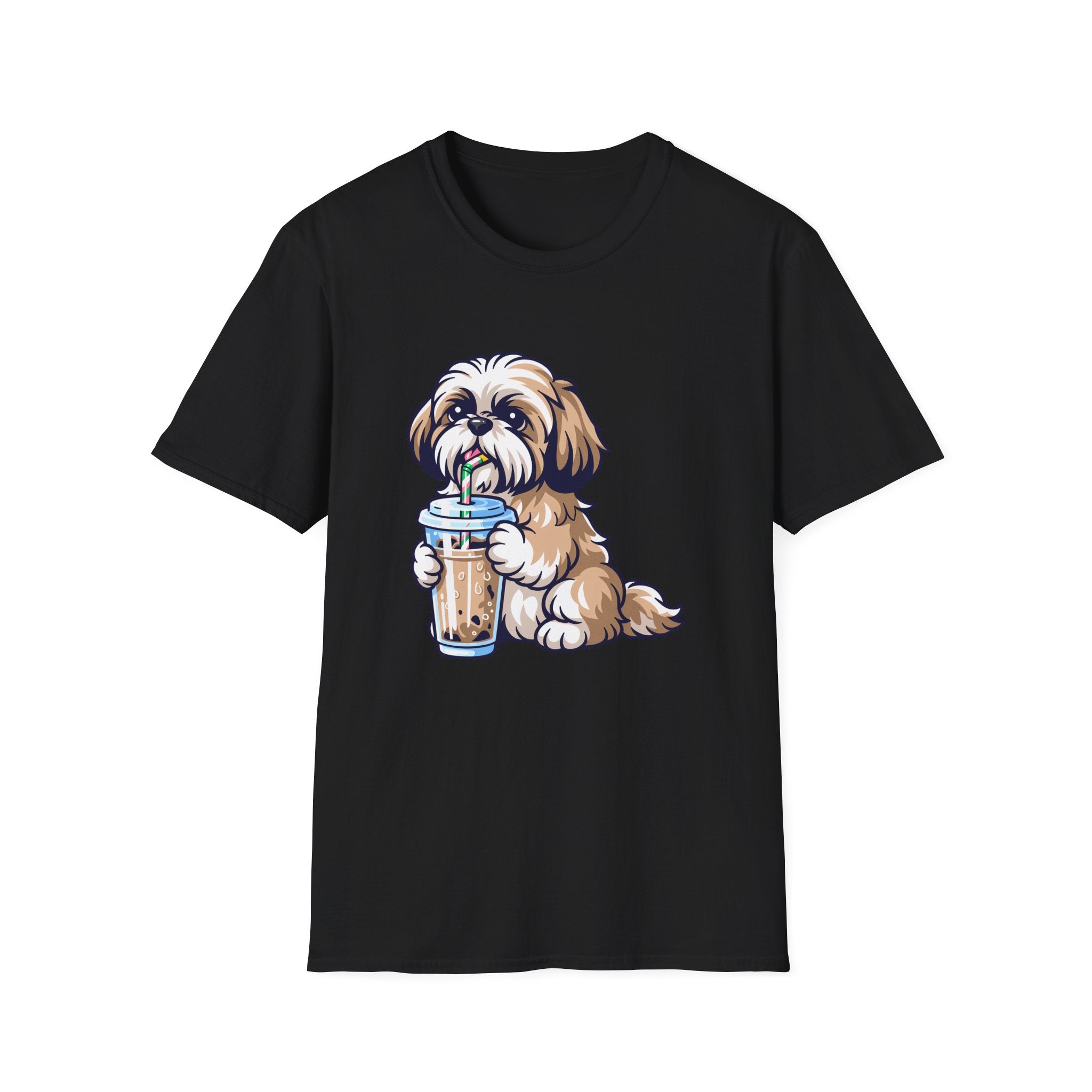 Shih Tzu Drinking Coffee T-Shirt — Cute Dog Coffee Lover Tee