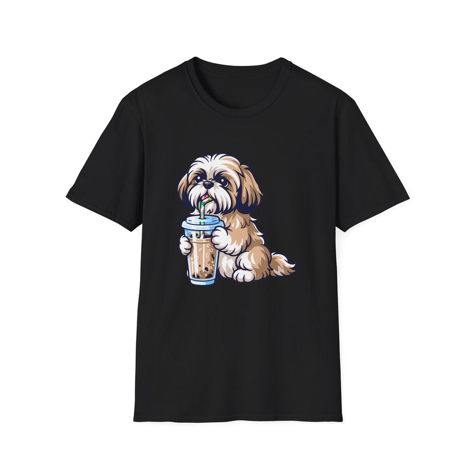 Shih Tzu Drinking Coffee T-Shirt — Cute Dog Coffee Lover Tee