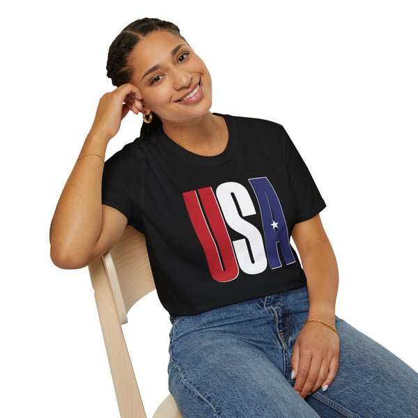 USA Flag Graphic T-Shirt — Red White & Blue Patriotic Tee