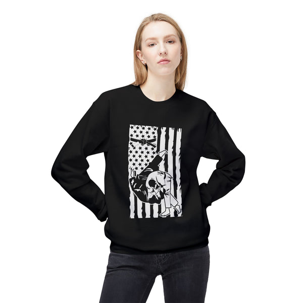 Brazilian Jiu Jitsu Flag Throw BJJ Unisex Midweight Softstyle Fleece Crewneck Sweatshirt