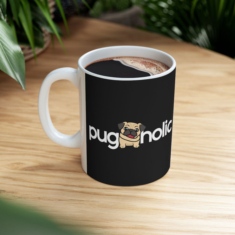Puggaholic Pug Mug 2 | Pug Coffee Mug | Pug Dog Gifts | Pug Presents | Pug Mug 11oz
