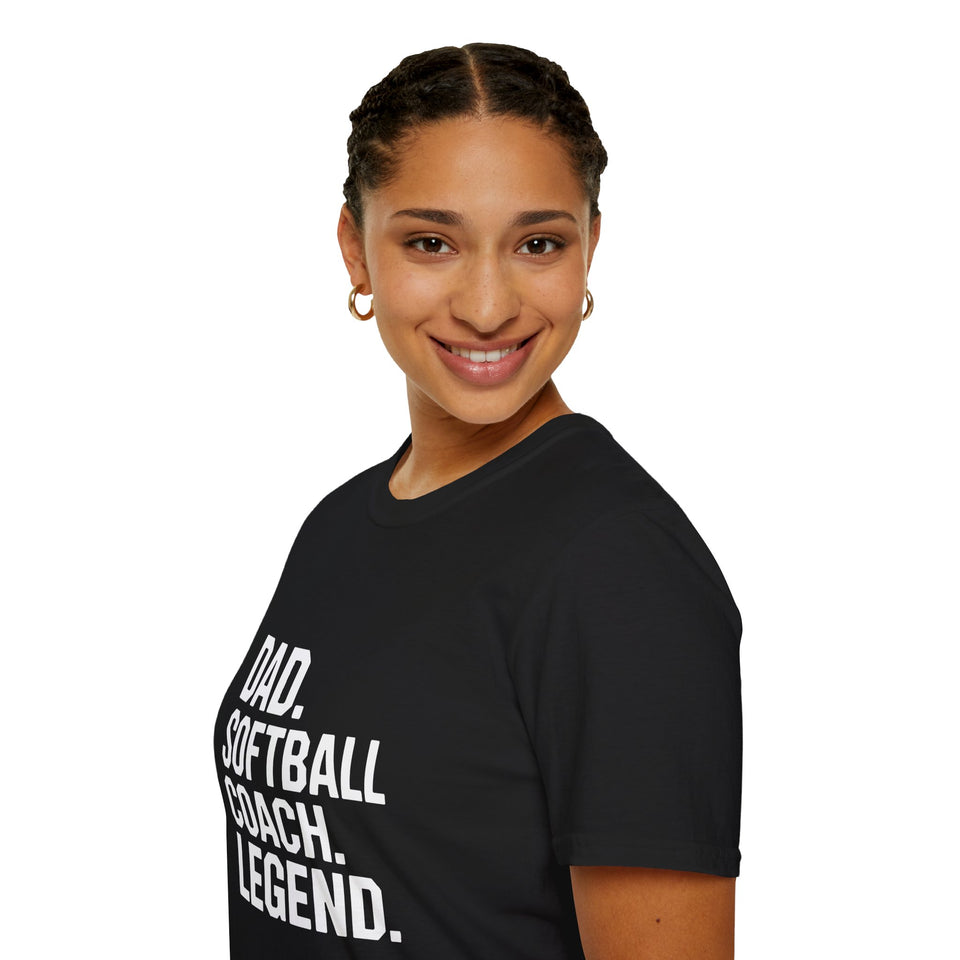 Dad Softball Coach Legend Design T-Shirt
