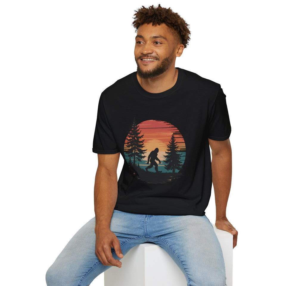Sasquatch In the Forrest Bigfoot Sunset Shirt T-Shirt