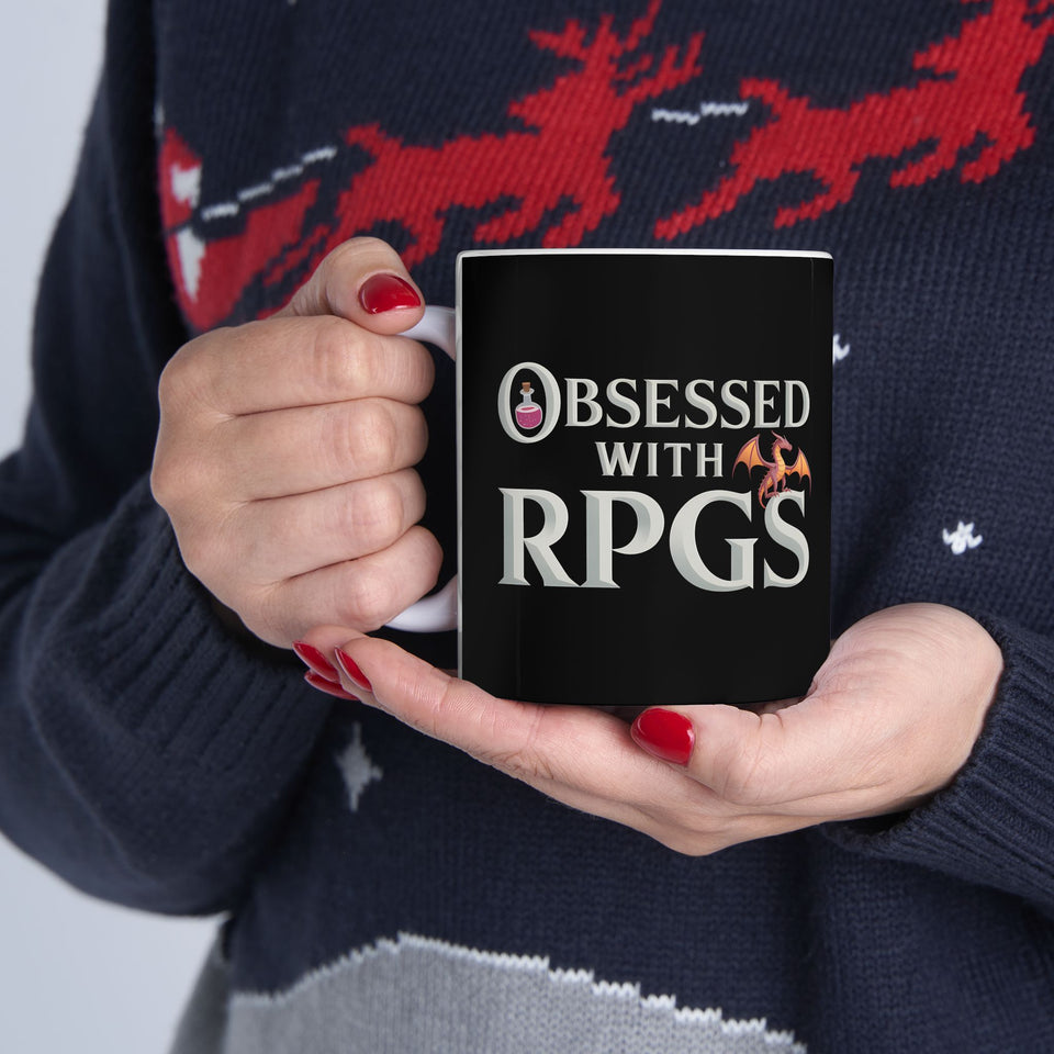 Obsessed With RPGs Ceramic Mug | Role Playing Game Gifts (11oz)