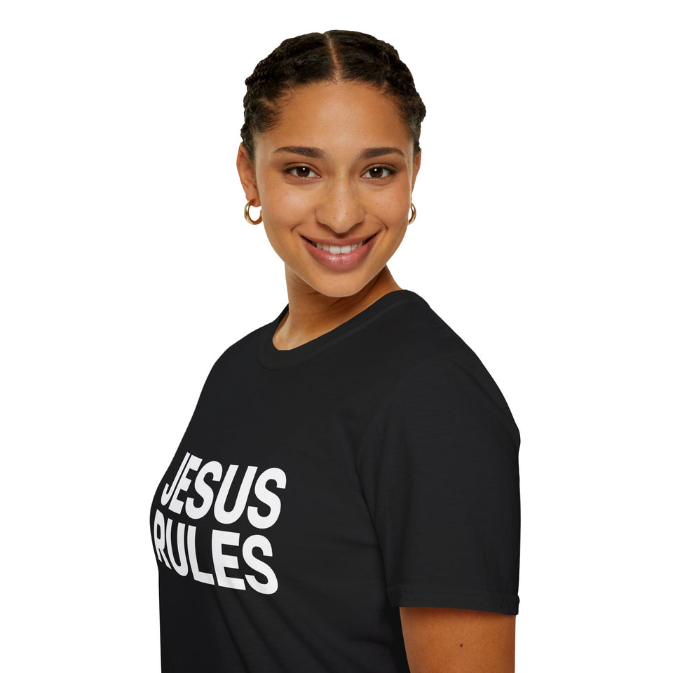 Jesus Rules Christian Unisex Softstyle T-Shirt - Jesus Rules Shirt