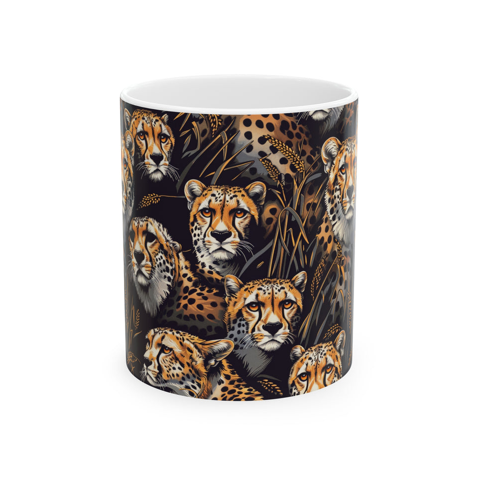 Cheetah Mug | Cheetah Gifts | Cheetah Presents | Group Of Cheetah Ceramic Mug 11oz