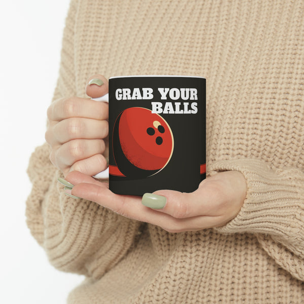 Funny Bowling Mug | Grab Your Balls Bowling Coffee Mug | Bowling Gifts | Funny Bowling Presents | Bowling Mug 2 11oz
